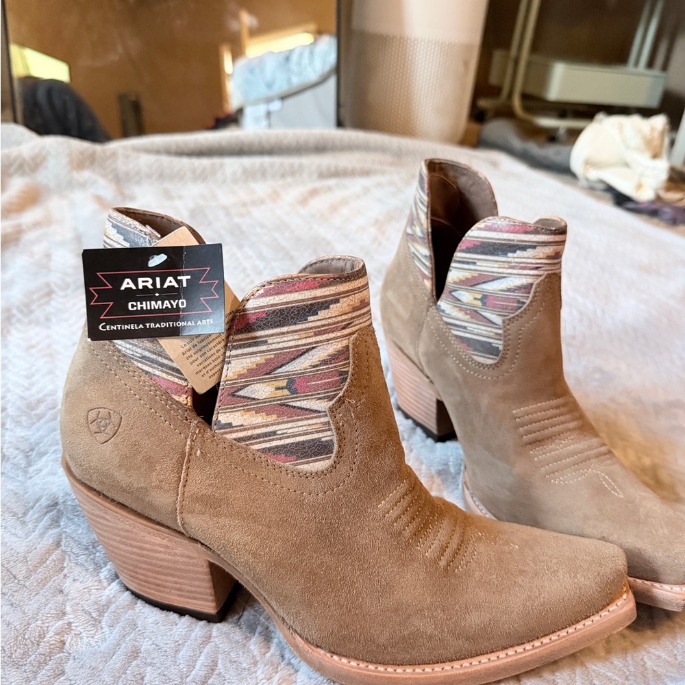 Ariat Women's Brown Ankle Booties with Patterned Accents